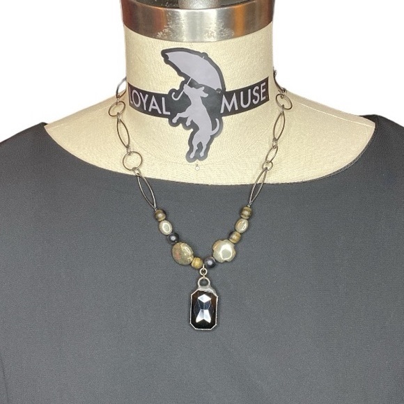 LOYAL MUSE Hematite & Natural Obsidian Black Crystal Chandelier Pendant Rustic - Picture 6 of 6